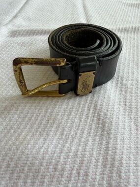 Polo by Ralph Lauren Black Leather Belt with Gold Buckle